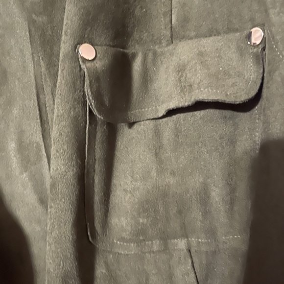 Chic Chicos size 3 green suede full length belted sleeveless vest - Picture 3 of 9